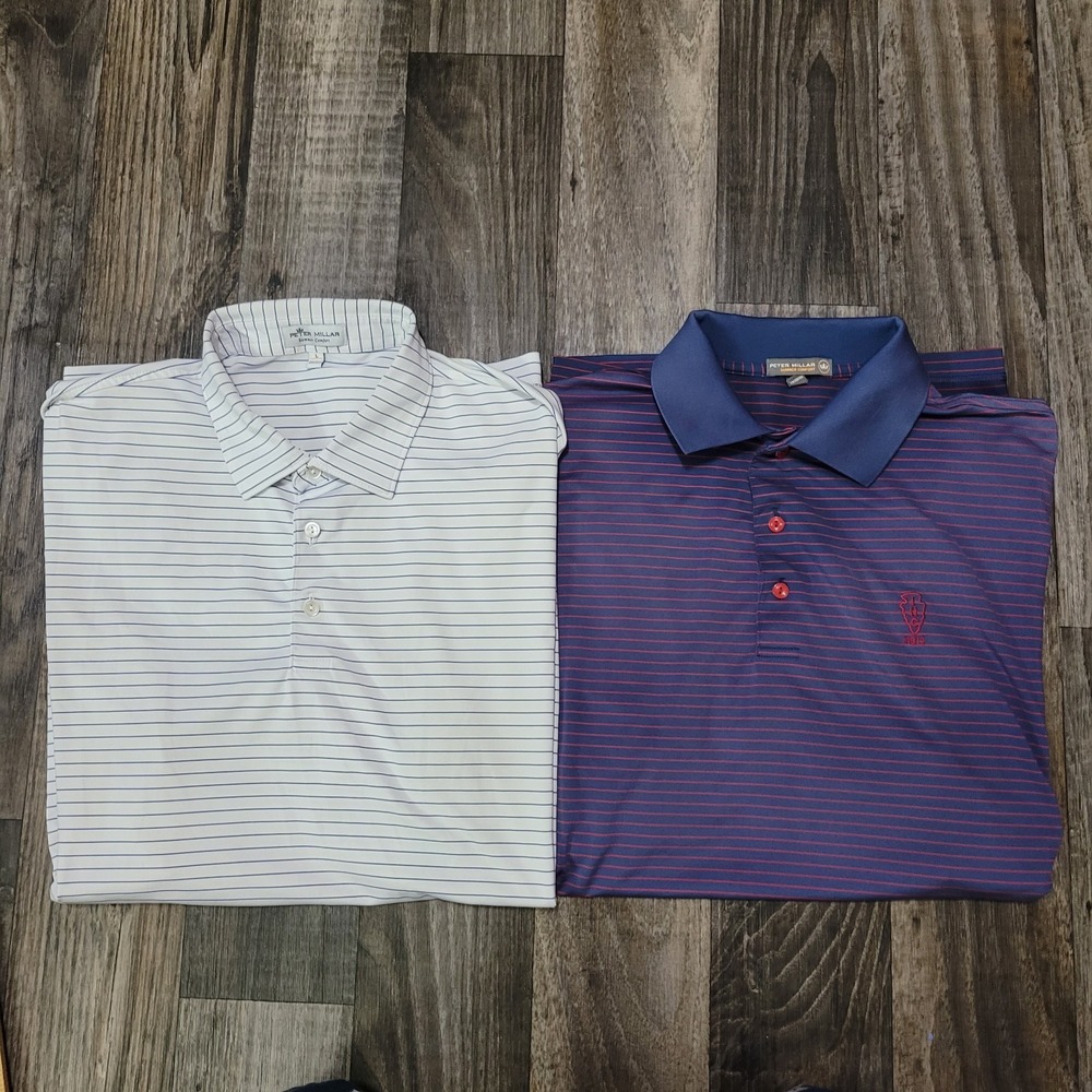 Peter Millar Summer Comfort Striped Men's Large Lot Of Two Indian Hill Club IHC